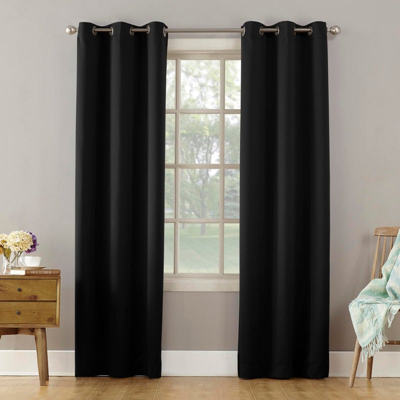 Sun Zero Becca Energy Efficient Grommet Curtain Panel, 40" x 84", Black - Image 1